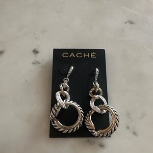 Cache Silver and Gold Twisted Hoop Earrings